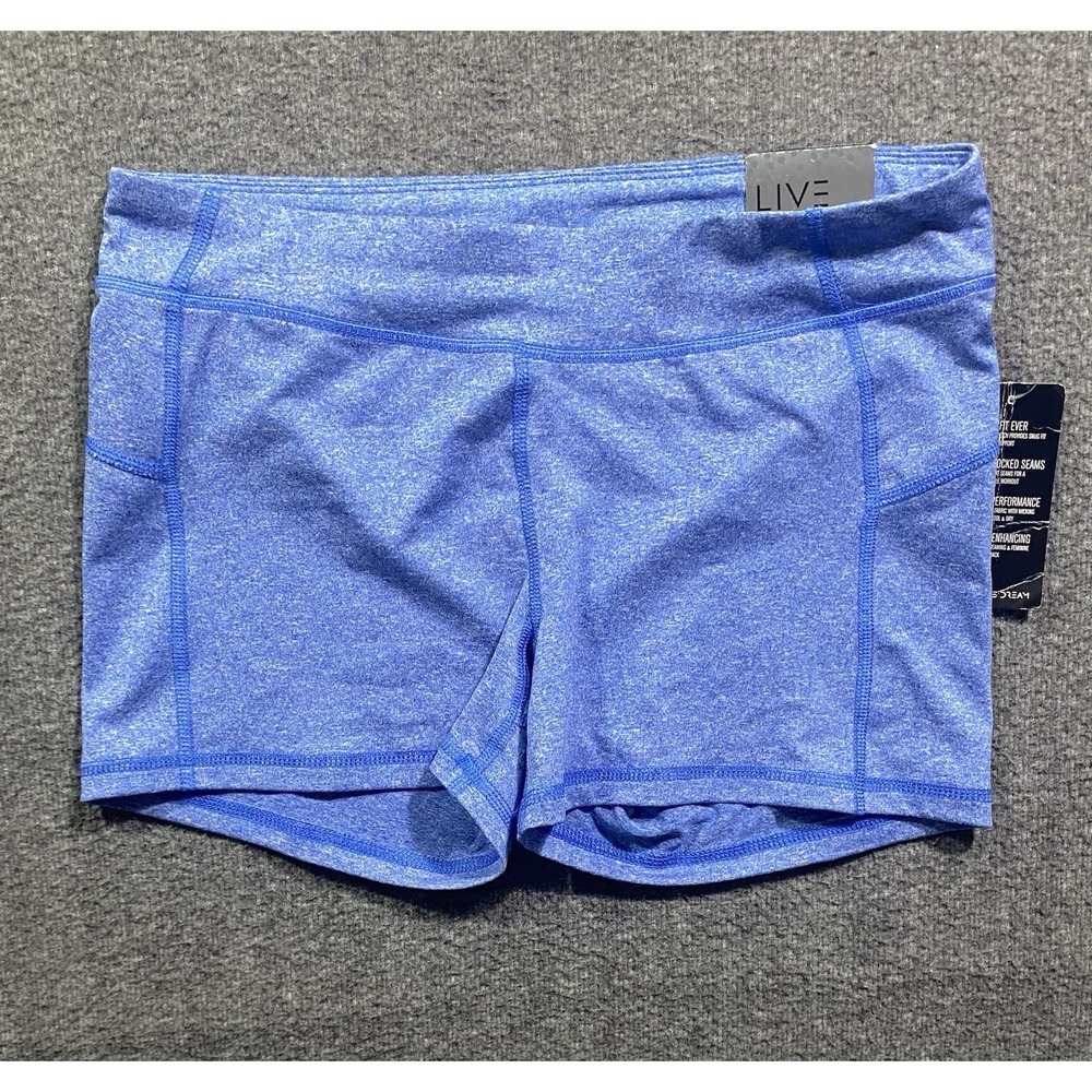 Live Love Dream Womens Biker Shorts Blue Space Dye Athletic Booty Short D3050 L